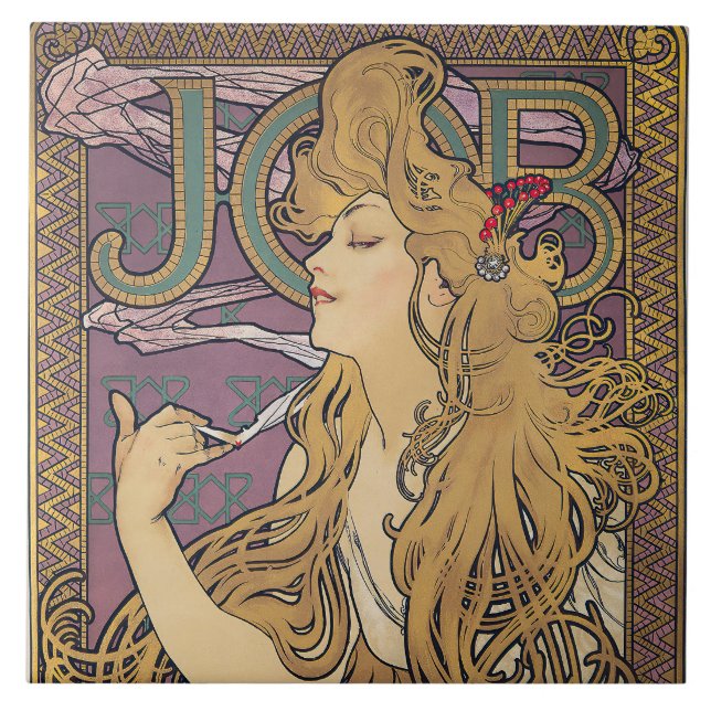 Job (1896) by Alphonse Mucha  Kakelplatta (Framsidan)