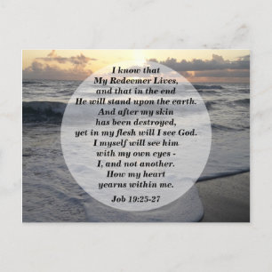 Job 19:25-27 Min frälsare lever! Affisch Vykort