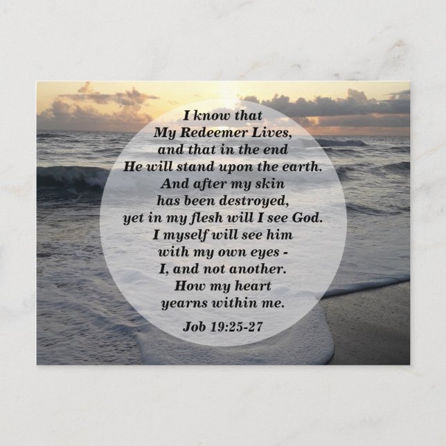 Job 19:25-27 Min frälsare lever! Vykort (Framsida)