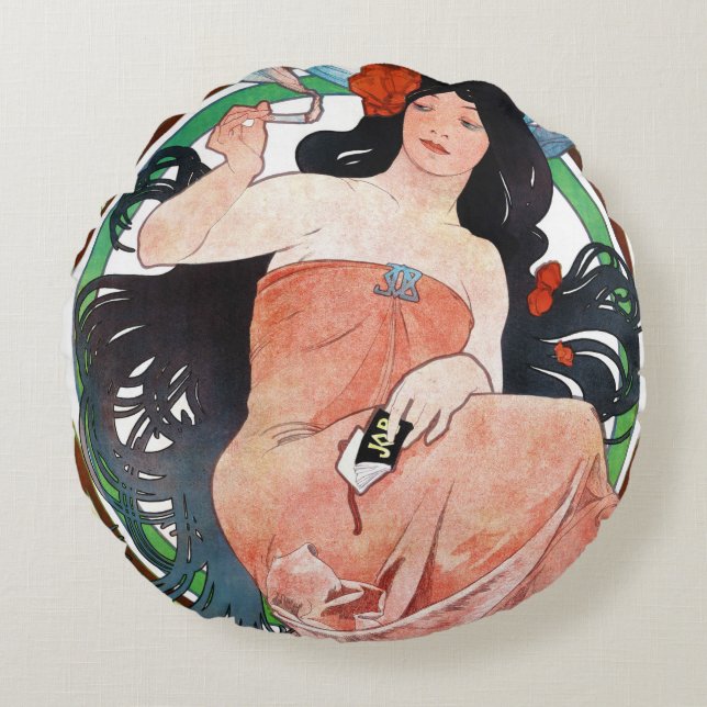 JOB, Alphonse Mucha Kuddyna Rund Kudde (Framsidan)