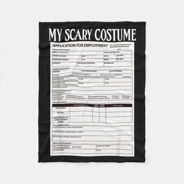 Job Application Funny Y Halloween Costume Trick Or Fleecefilt (Framsidan)