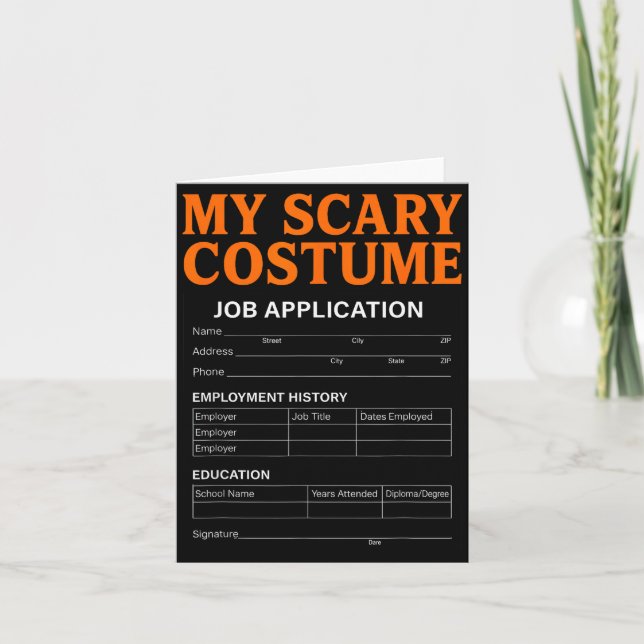 Job Application Funny Y Halloween Costume Trick Or Kort (Framsida)