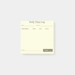 Job Time Log Notepad – Work Hours Tracker Post-it Block