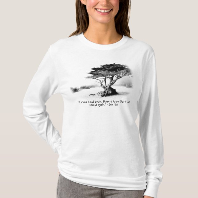 JOBB 14:7 Kvinnors Långärmad T-Shirt (Framsida)