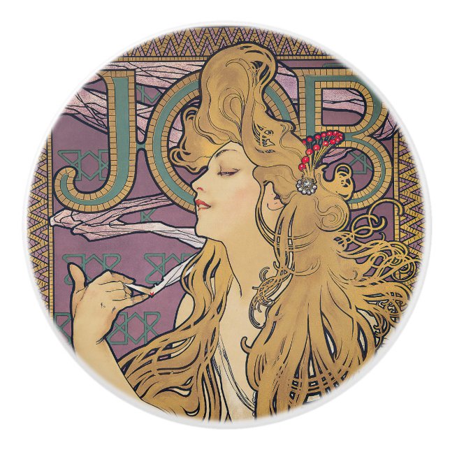 Jobb (1896) från Alphonse Mucha Knopp (Framsidan)