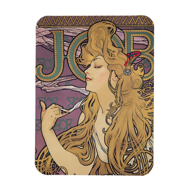 Jobb (1896) från Alphonse Mucha Magnet (Vertikal)