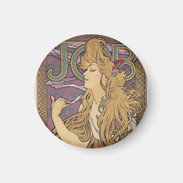 Jobb (1896) från Alphonse Mucha Magnet (Framsidan)