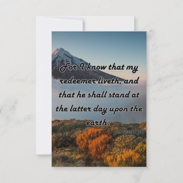 Jobb 19:25 KJV Bible Scripture Pic Hälsning Kort (Framsida)