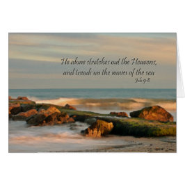 Jobb 9:8 Sjölandskap med sten och vågar Hälsningskort