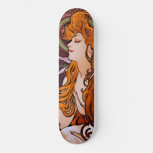 JOBB av Alphonse Mucha Mini Skateboard Bräda 18,5 Cm (Framsida)