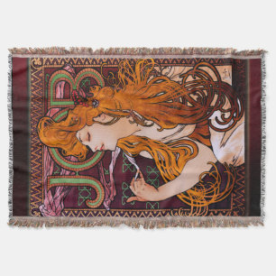 JOBB av Alphonse Mucha Vintage Art nouveau Artwork Filt