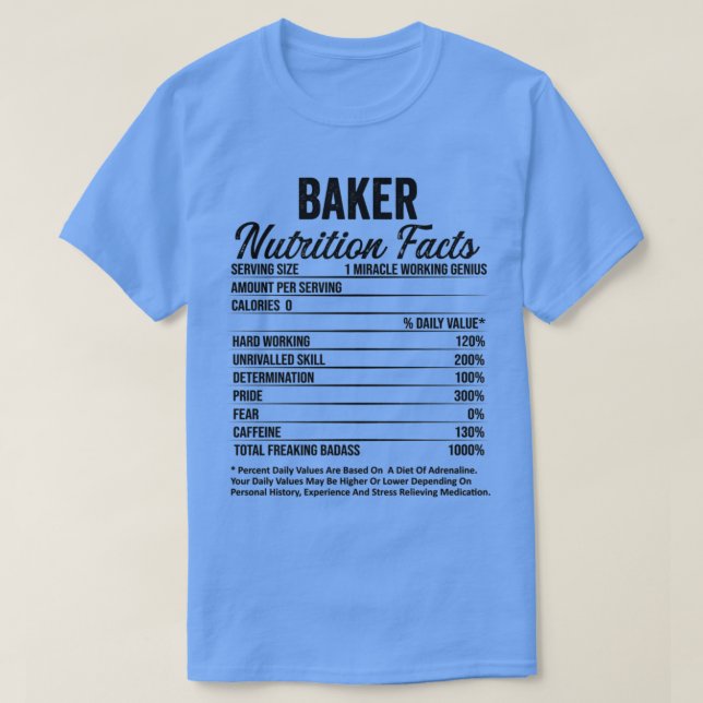 Jobb för Baker Nutrition Facts Funny Gift-idéer T Shirt (Design framsida)