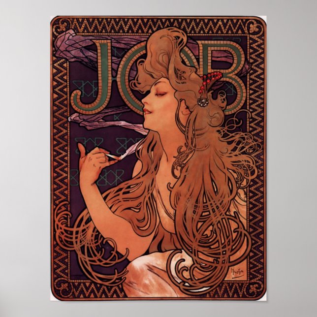 Jobb från Alfons Mucha - Art nouveau Poster (Framsidan)