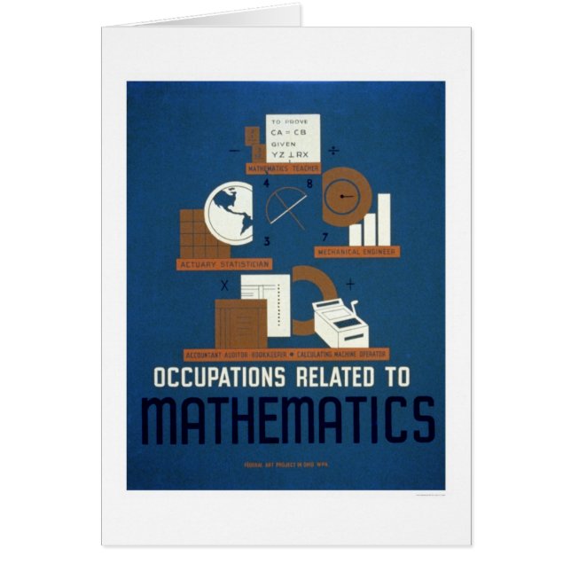 Jobb i matematik 1937 WPA Hälsningskort (Framsidan)
