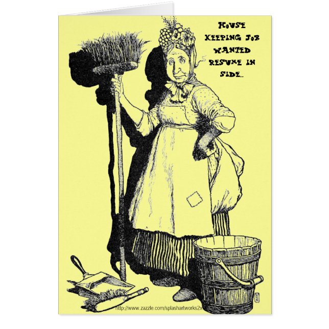 "Jobb önskat: HUS-KEEPER" Hälsningskort (Framsidan)