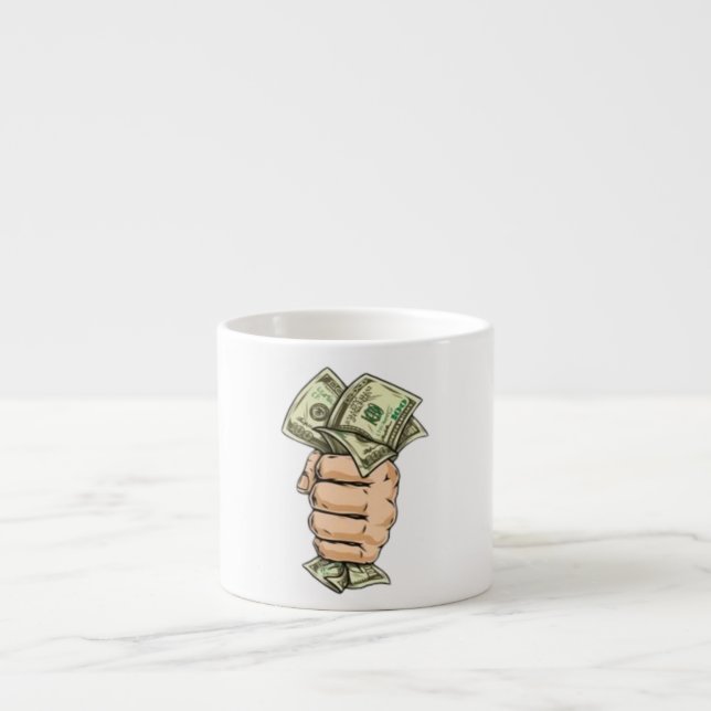 Jobba hårt, tjäna mer – Pengmugg Espressomugg (Framsidan)