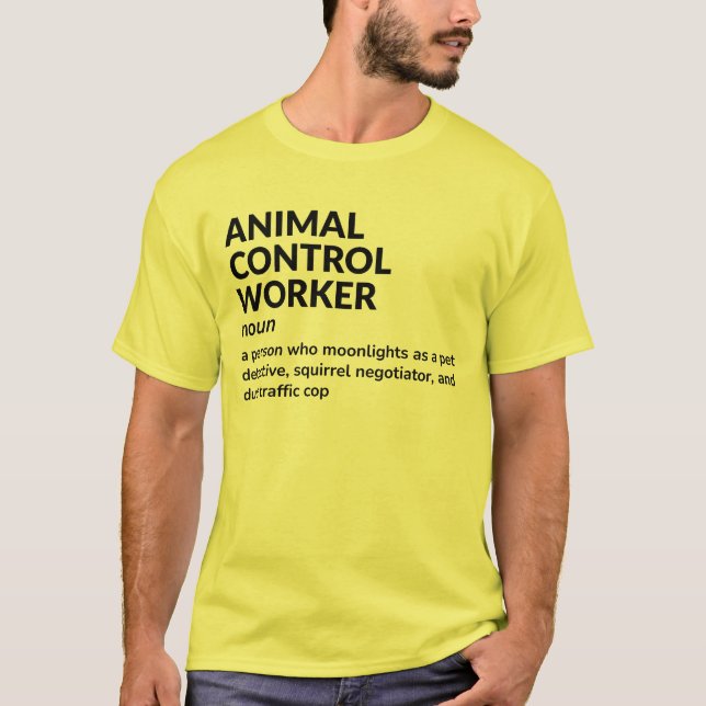 Jobbdefinitionstext för den finniga djurkontrolltj t shirt (Framsida)