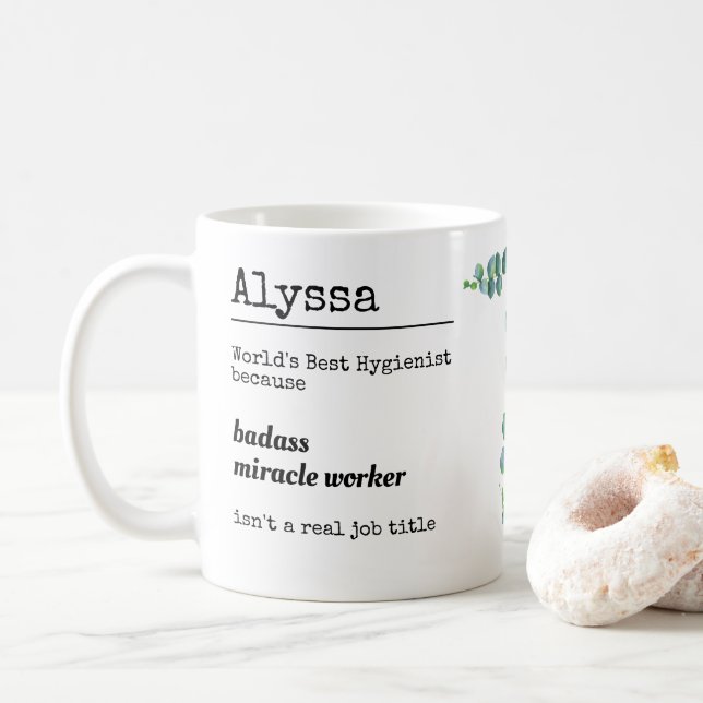 Jobbeskrivning för personligens funna hygienist kaffemugg (Med munk)