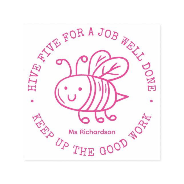 Jobbet Cute Honungsbi är klart och lärarlovord Självfärgande Stämpel (Design)