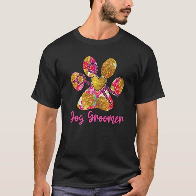 Jobbet hund Groomer Tass Shears Pet Grooming Woman T Shirt (Framsida)