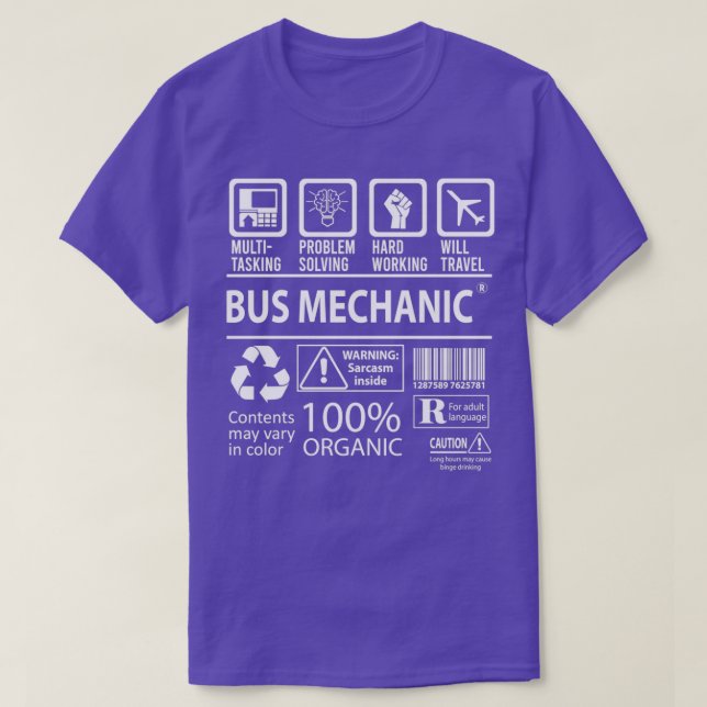JobbGiftobjekt för multitasking-Auktoriserad i Bus T Shirt (Design framsida)