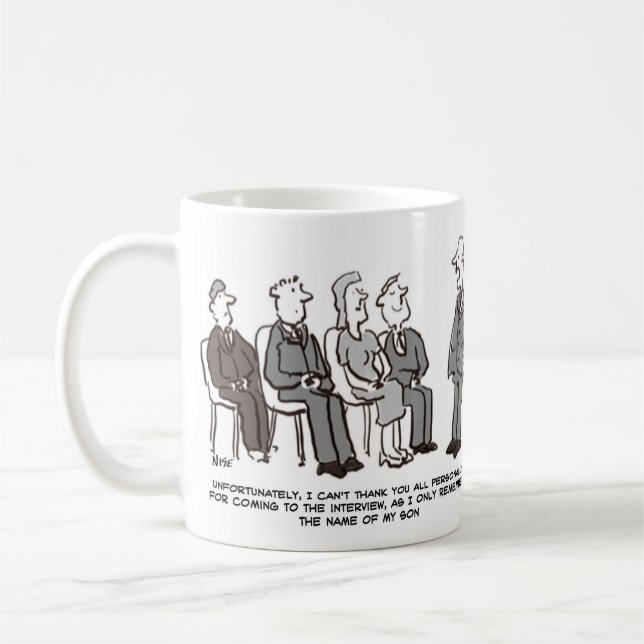 Jobbintervjuer. Chef minns bara sonens namn Kaffemugg (Vänster)