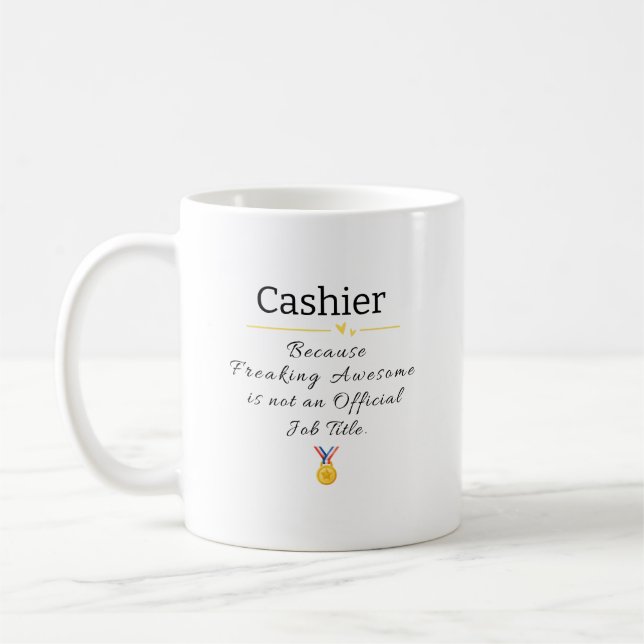 Jobbnamn för Cashier Freaking Fantastisk Kaffemugg (Vänster)