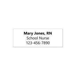 Jobbnamn och Mobilt nummer för skolsjuksköterskan  Självfärgande Stämpel