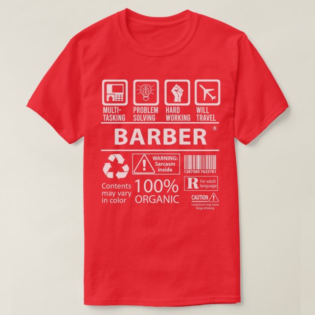 Jobbpresentationsobjekt för Barber MultiTmasking-A T Shirt (Design framsida)