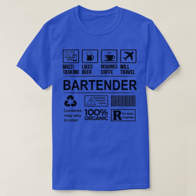 Jobbpresentationsobjekt för Bartender-Auktoriserad T Shirt (Design framsida)