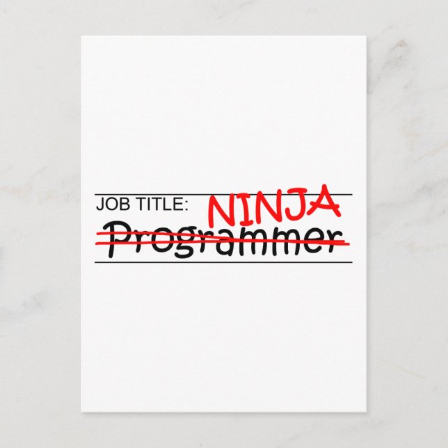 Jobbrubrik Ninja - Programmer Vykort (Framsida)