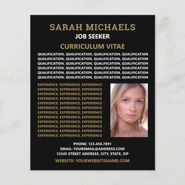 Jobbsökare i modernt och Snyggt - meritförteckning Flygblad (Framsidan)