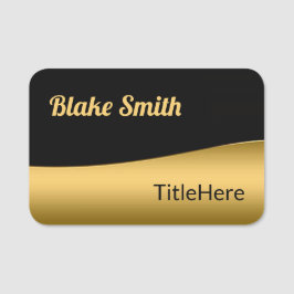 Jobbtitel svart och guld-skript namnbricka