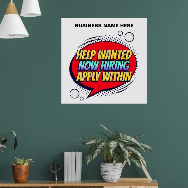Jobs Help Wanted Now Hiring Employees Custom Poster (Vardagsrum 1)