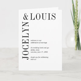 Jocelyn Black and White Modern Bröllop Program