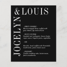 Jocelyn Black Modern Bröllop Menu