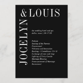 Jocelyn Black Modern Bröllop Program