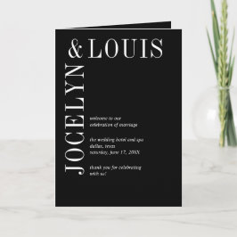 Jocelyn Black Modern Bröllop Program
