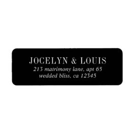 Jocelyn Black Modern Bröllop Returadress Etikett