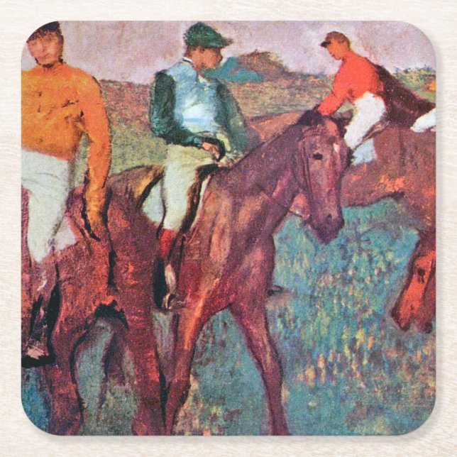 Jockey and Horse, Edgar Degas Underlägg Papper Kvadrat (Framsidan)