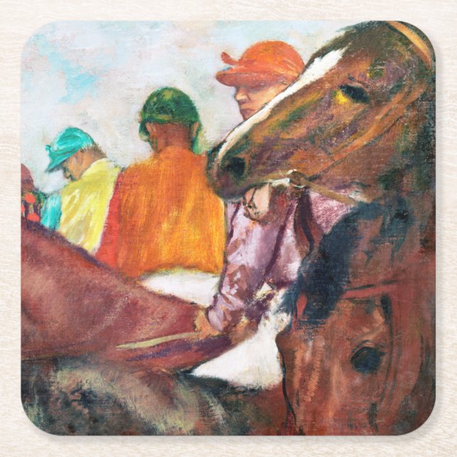 Jockey and Horse, Edgar Degas Underlägg Papper Kvadrat (Framsidan)