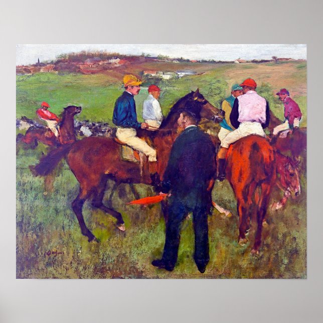 Jockey and Horse (Före Tävling), Edgar Degas Poster (Framsidan)