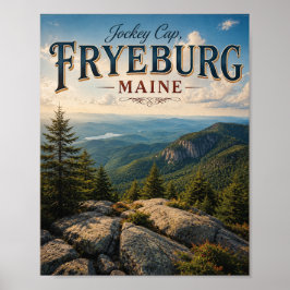 Jockey Cap Fryeburg Maine Vintage Bergsutsikt Poster