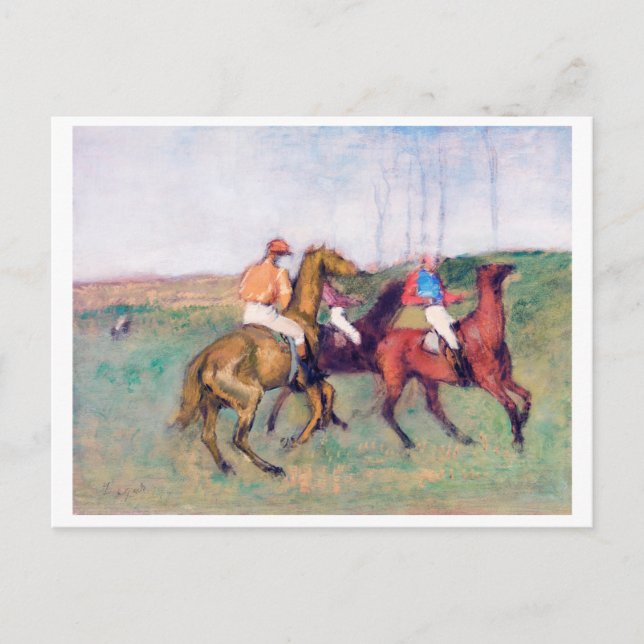 Jockey och Tävling Horse, Edgar Degas Vykort (Framsida)