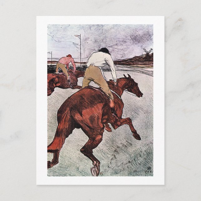 Jockey och Tävling Horse, Lautrec Vykort (Framsida)