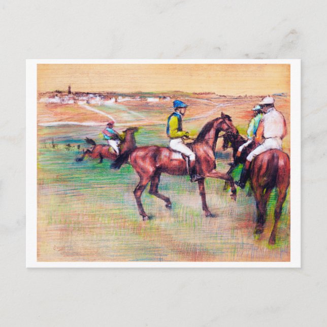 Jockey och tävlingshäst, Edgar Degas Vykort (Framsida)