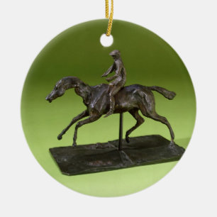Jockey på en häst (brons), julgransprydnad keramik