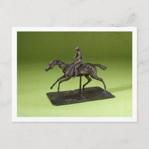 Jockey på en häst (bronze) vykort