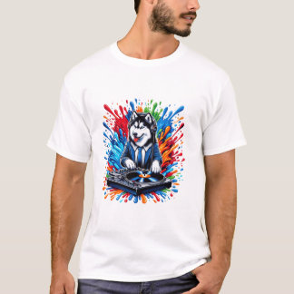 Jockey Siberian Husky DJ Hund T Shirt