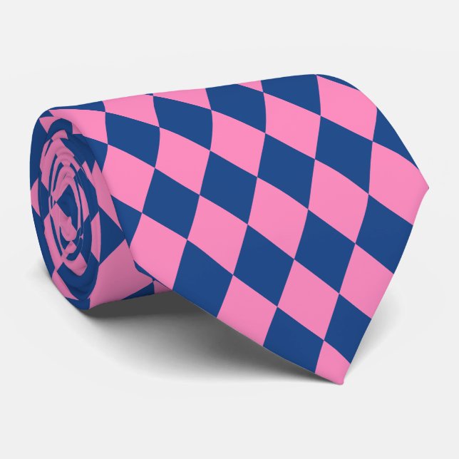 Jockey Silke Diamond Fransk Blue och Rosa Neck Tie Slips (Rullad)